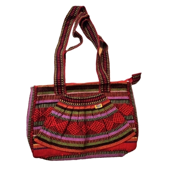 Hand Crafted bag multicolored tote style Pinzon Artesanias Handmade embroidery - Picture 3 of 17